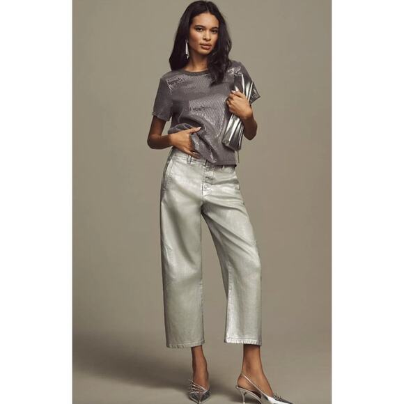 SANCTUARY Top Size XS NEW Perfect Sequin Tee Crew Neck Silver Gray Sequins - Picture 1 of 6